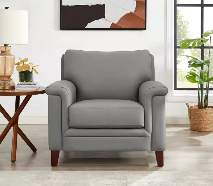 Wendover Silver Leather Upholstered Accent Chair