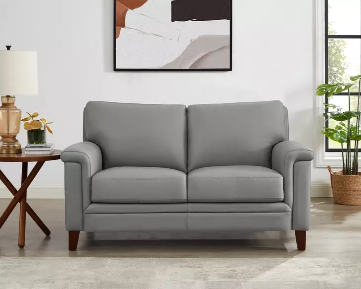 Wendover Silver Leather 62" Loveseat