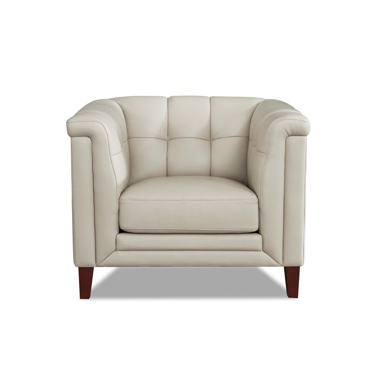 Elric Vanilla Leather Upholstered Accent Chair