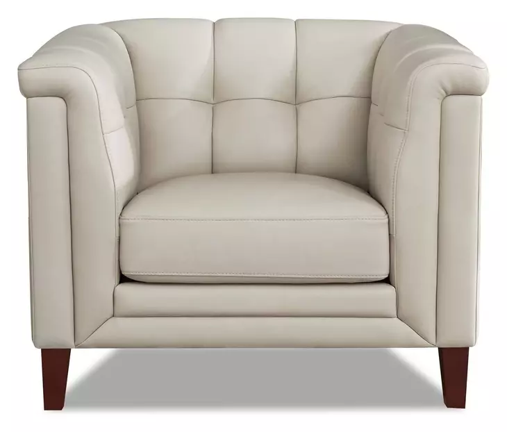 Elric Vanilla Leather Upholstered Accent Chair