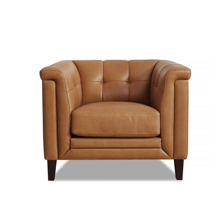Elric Cognac Leather Upholstered Accent Chair