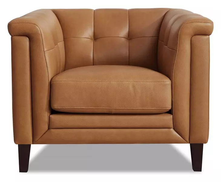 Elric Cognac Leather Upholstered Accent Chair