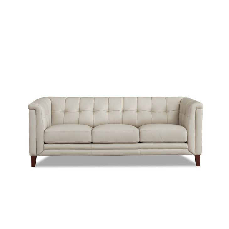 Elric Vanilla Leather 84" Sofa