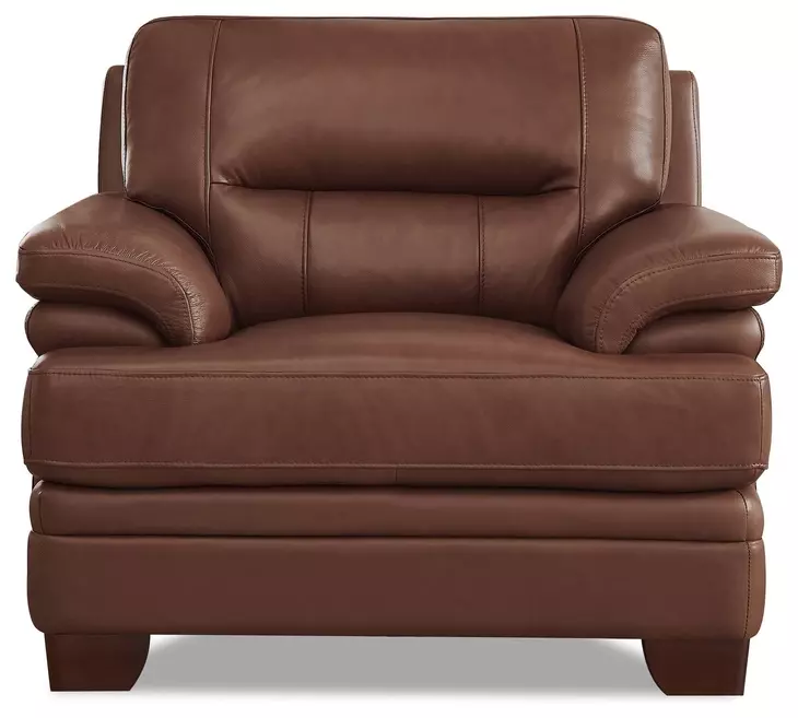 Calizor Pecan Leather Upholstered Lounge Chair