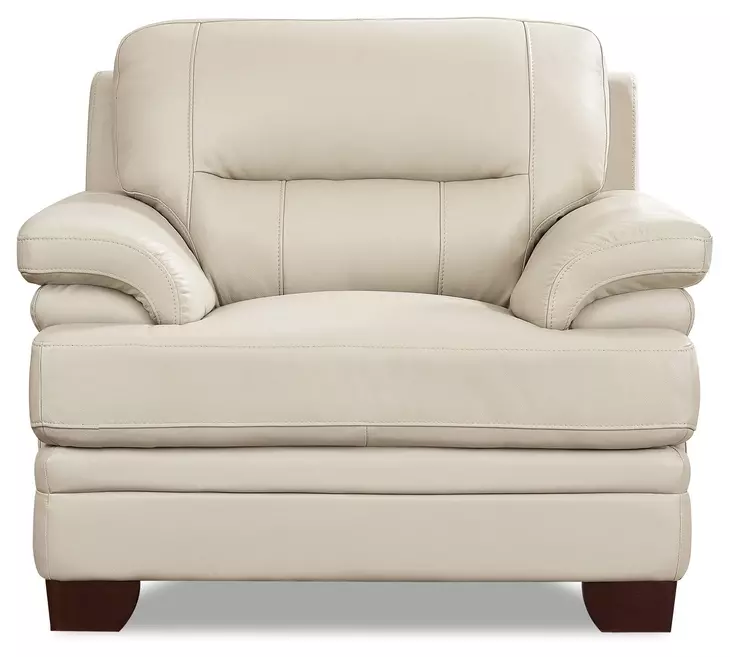 Calizor Vanilla Leather Upholstered Lounge Chair