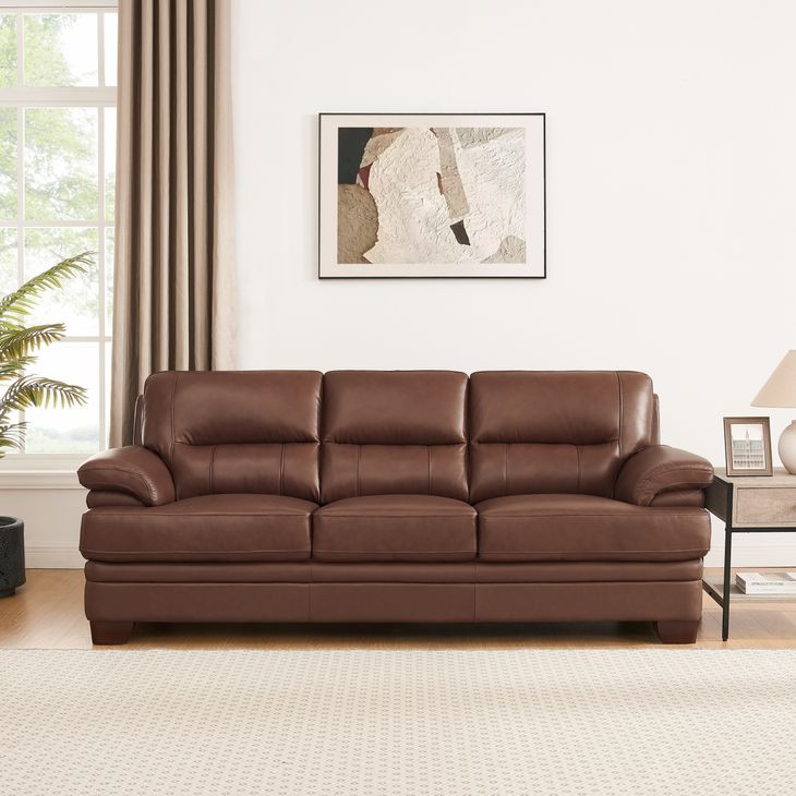Calizor Pecan Leather 88" Sofa