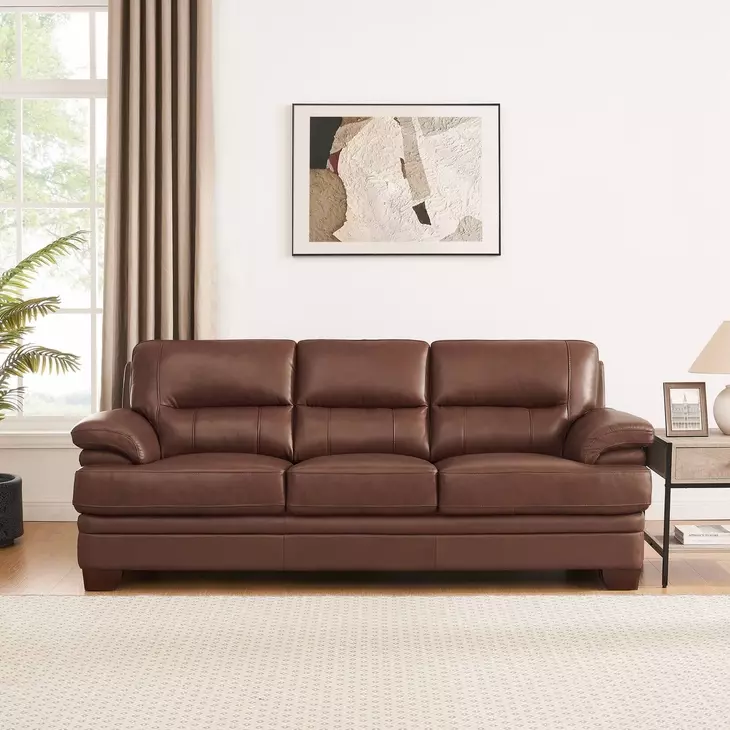 Calizor Pecan Leather 88" Sofa