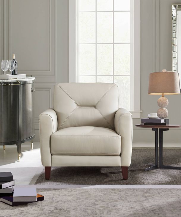 Elowen Vanilla Leather Upholstered Accent Chair