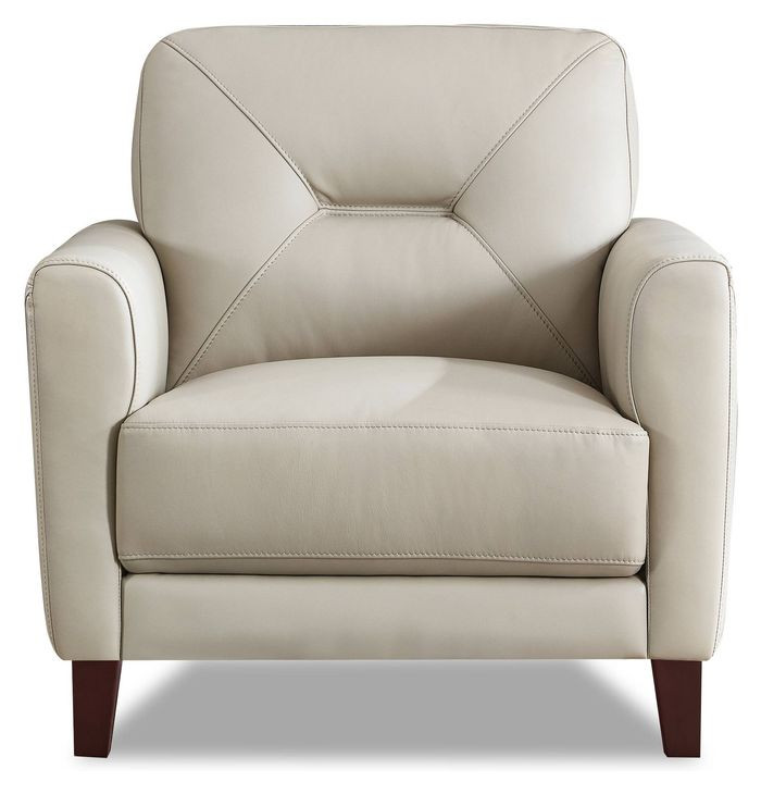 Elowen Vanilla Leather Upholstered Accent Chair