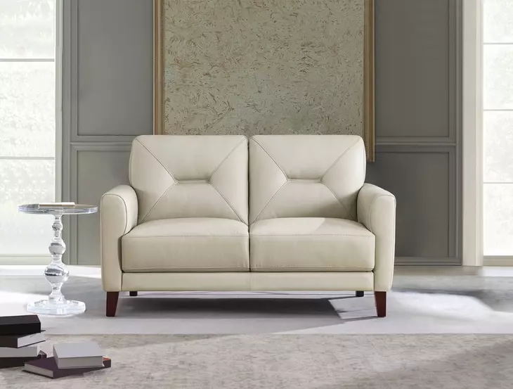 Elowen Vanilla Leather 57" Loveseat