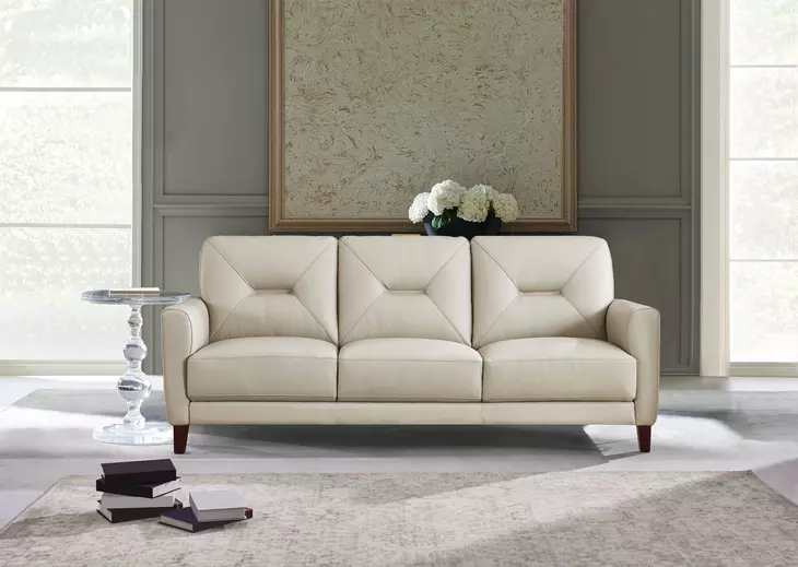 Elowen Vanilla Leather 80" Sofa
