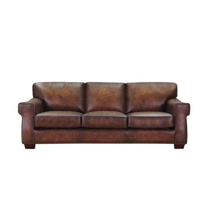 Capton Russet Leather 94" Sofa