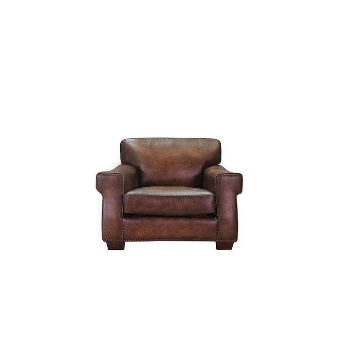 Capton Russet Leather Upholstered Accent Chair