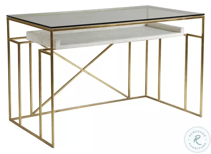 Signature Designs Gold Foil And White Cumulus Writing Table