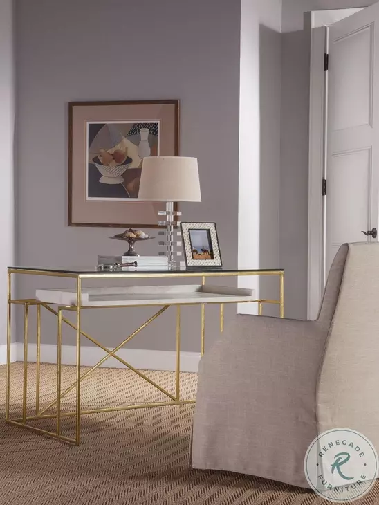 Signature Designs Gold Foil And White Cumulus Writing Table