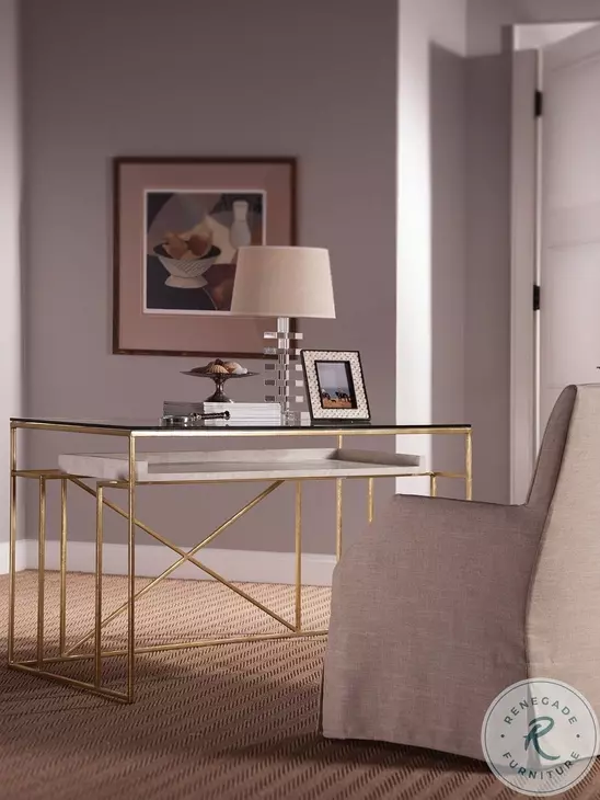 Signature Designs Gold Foil And White Cumulus Writing Table