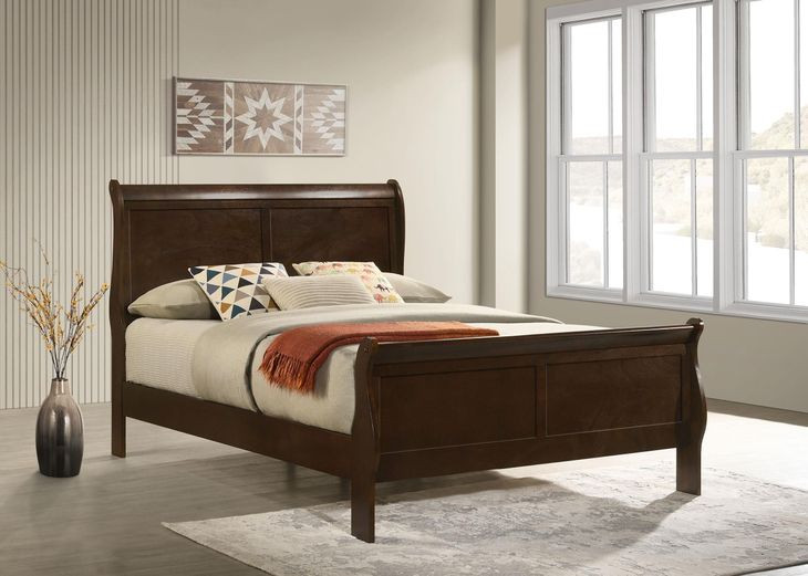 Louis Philippe Cappuccino Full Sleigh Bed