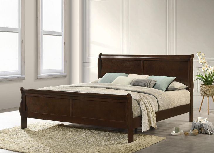 Louis Philippe Cappuccino King Sleigh Bed