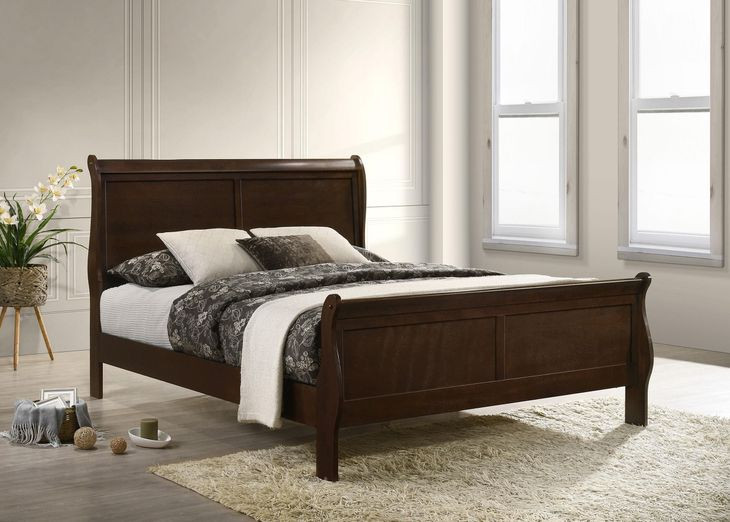 Louis Philippe Cappuccino Queen Sleigh Bed