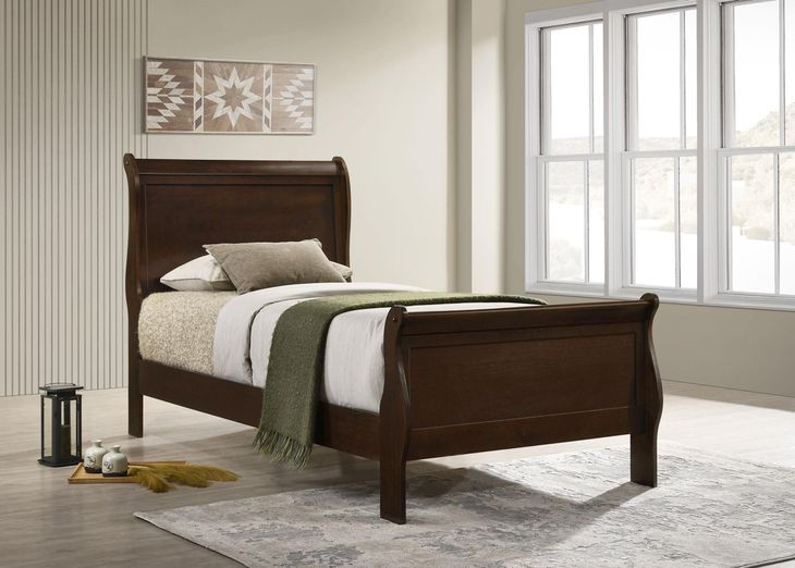 Louis Philippe Cappuccino Twin Sleigh Bed