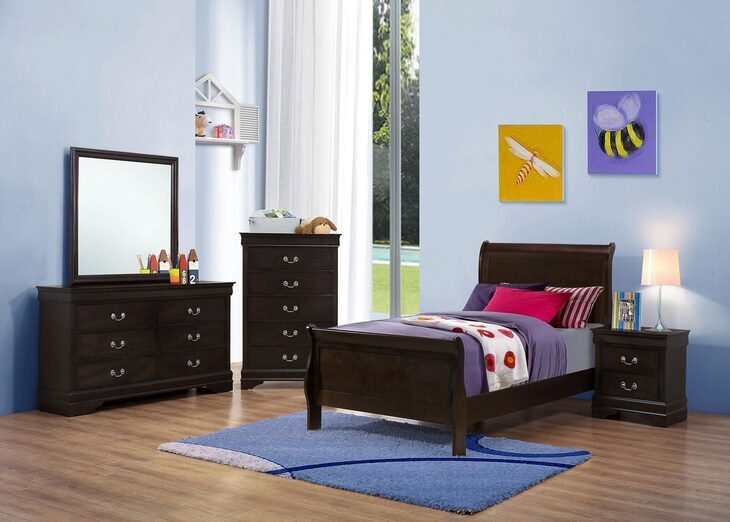 Louis Philippe Cappuccino Twin Sleigh Bed