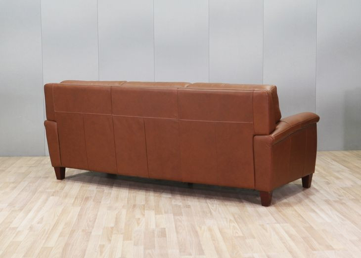 Sherwyn Nutmeg Leather 89" Sofa with Nailhead Trim