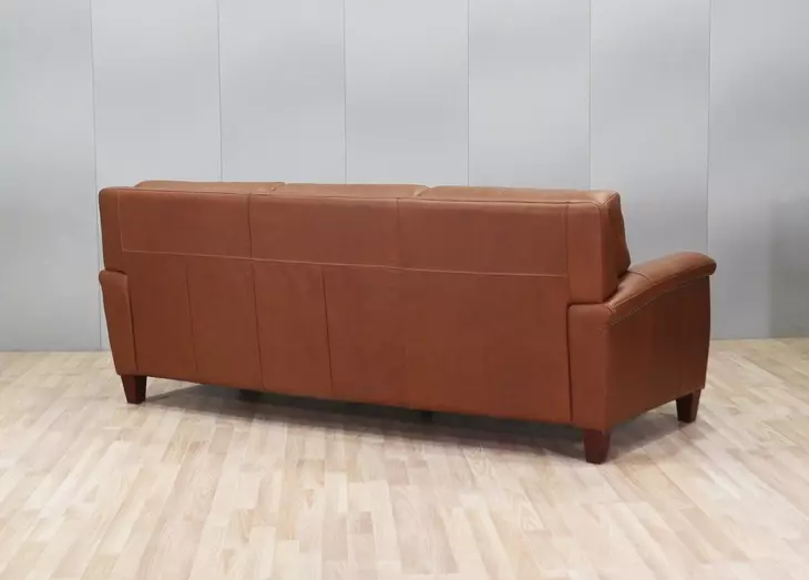 Sherwyn Nutmeg Leather 89" Sofa with Nailhead Trim