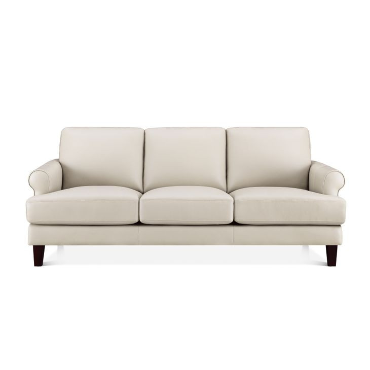 Soleil Vanilla Leather 80" Sofa