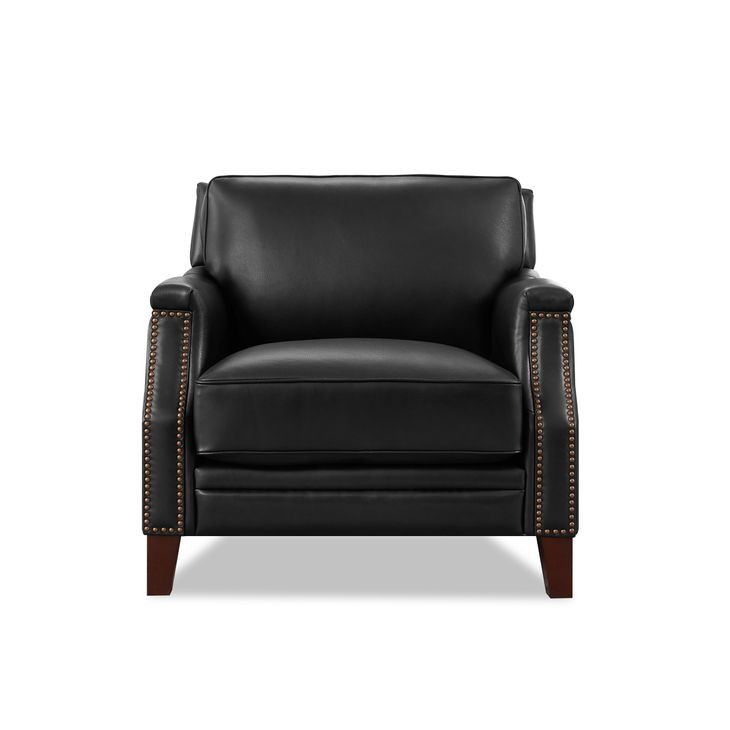 Camden Black Leather Upholstered Accent Chair with Nailhead Trim