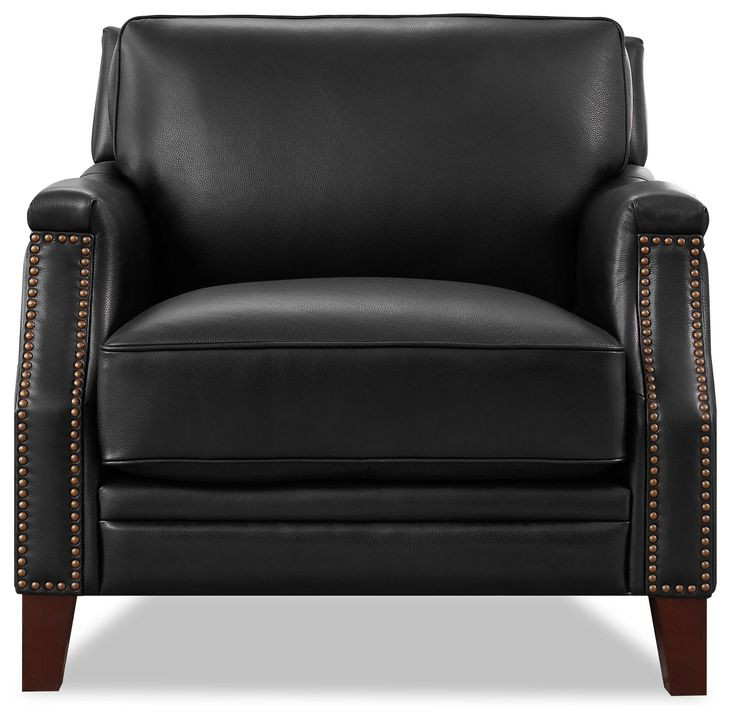 Camden Black Leather Upholstered Accent Chair with Nailhead Trim
