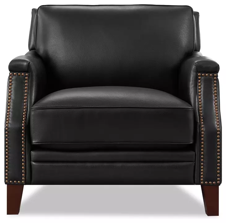 Camden Black Leather Upholstered Accent Chair with Nailhead Trim