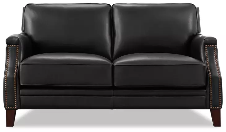 Camden Black Leather 61" Loveseat with Nailhead Trim