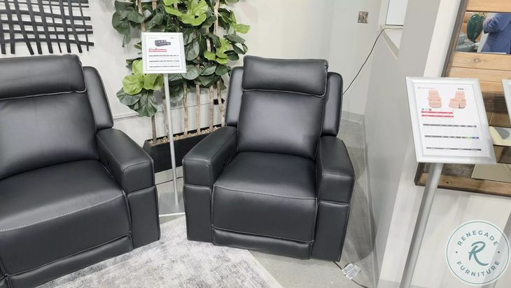 Valley Black Leather Glider Power Recliner with Power Headrest and USB Charging