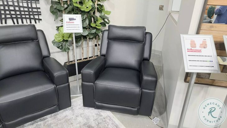 Valley Black Leather Glider Power Recliner with Power Headrest and USB Charging