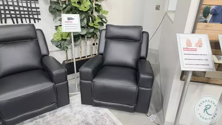 Valley Black Leather Glider Power Recliner with Power Headrest and USB Charging