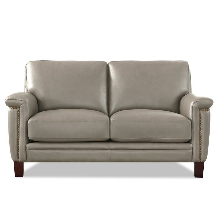 Sherwyn Stone Leather 64" Loveseat with Nailhead Trim