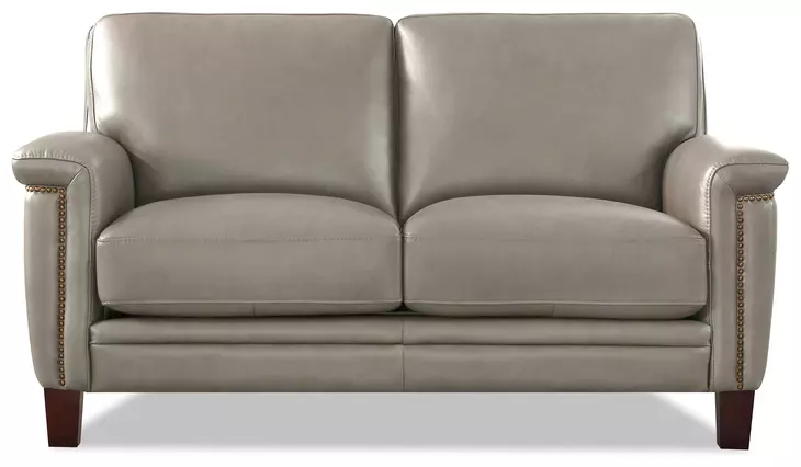 Sherwyn Stone Leather 64" Loveseat with Nailhead Trim