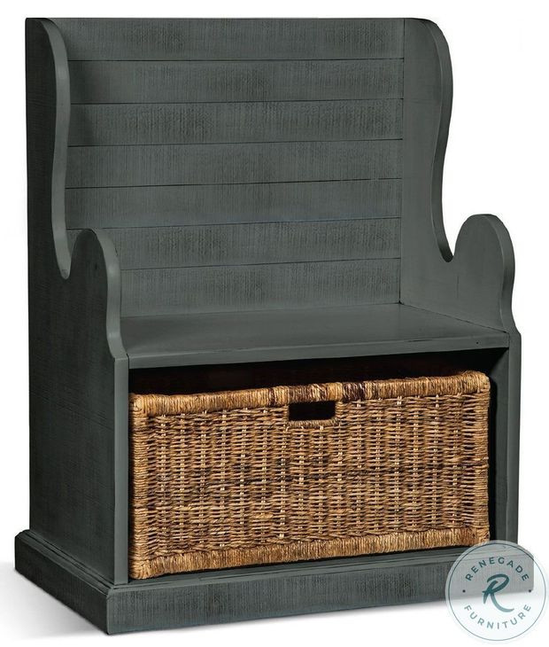 Golden Hearth Little Boy 31" Accent Bench with Rattan Basket