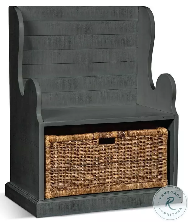 Golden Hearth Little Boy 31" Accent Bench with Rattan Basket