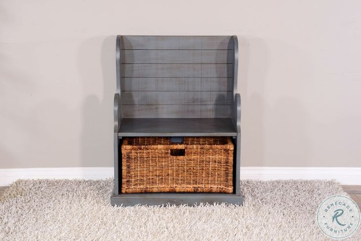 Golden Hearth Little Boy 31" Accent Bench with Rattan Basket