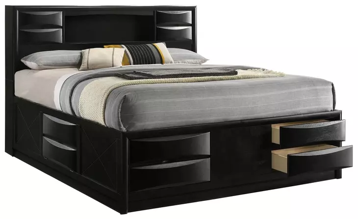 Briana Black King Storage Bookcase Bed