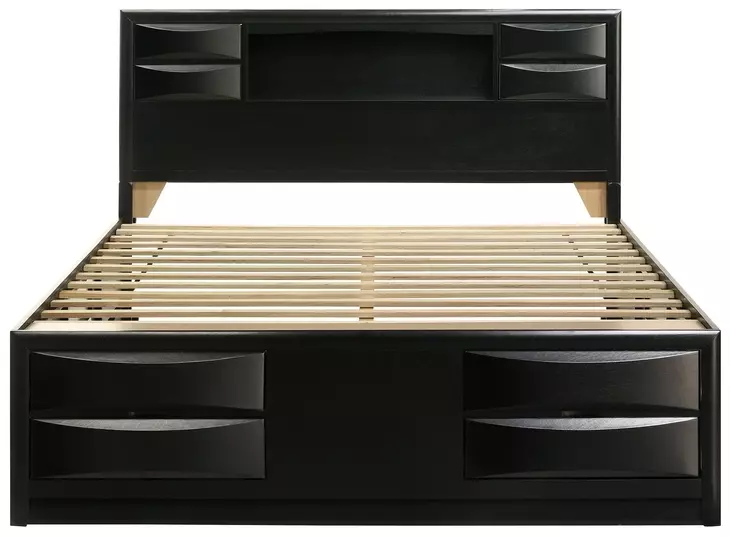 Briana Black California King Storage Platform Bed with Bookcase