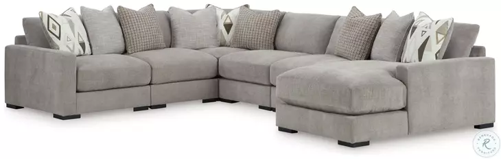 Aslan Court Pebble 6 Piece Sectional with RAF Chaise