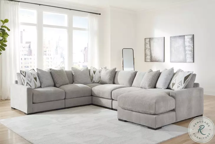 Aslan Court Pebble 6 Piece Sectional with RAF Chaise