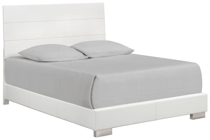 Felicity White California King Upholstered Panel Bed