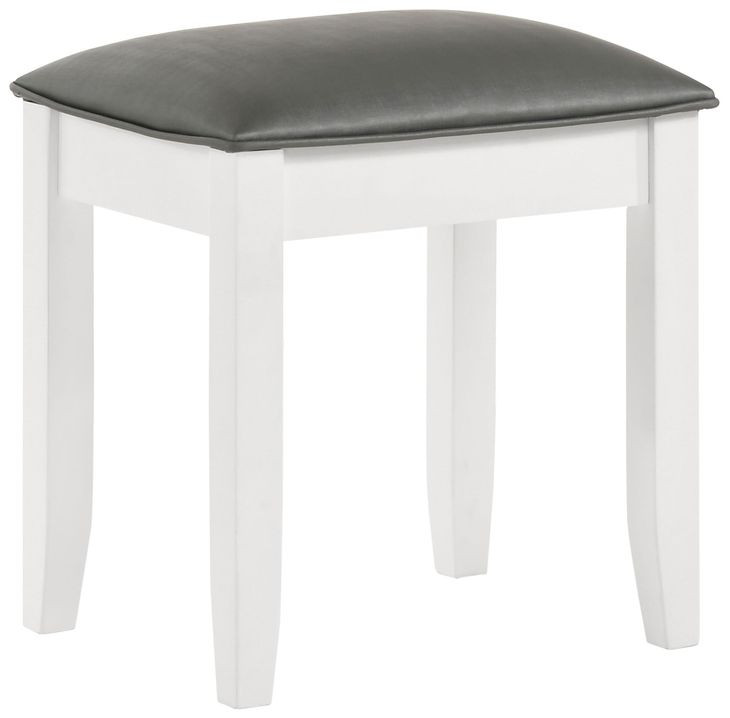 Felicity Metallic and Gloss White Vanity Stool