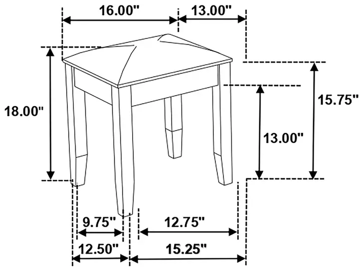 Felicity Metallic and Gloss White Vanity Stool