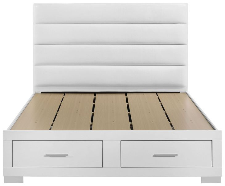 Felicity White California King Upholstered Platform Bed with Storage