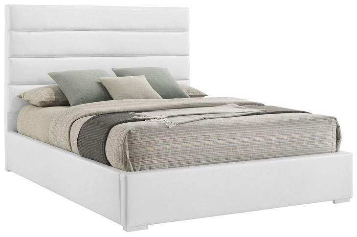 Felicity White King Upholstered Low Profile Platform Bed
