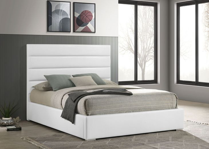 Felicity White California King Upholstered Platform Bed